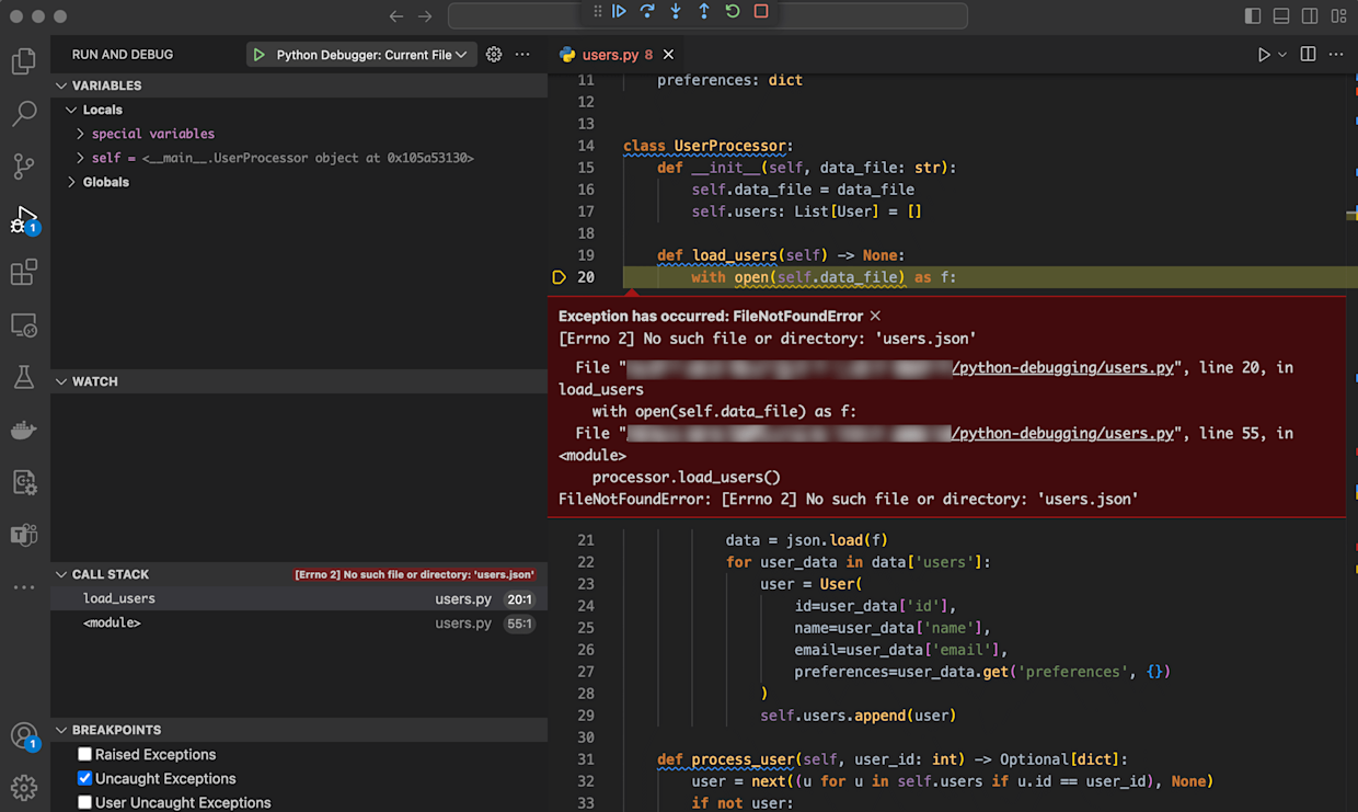 Debugging Python with VS Code and Sentry | Product Blog • Sentry