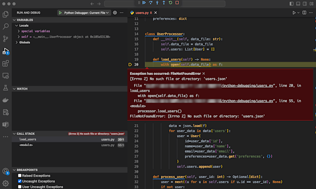 Debugging Python with VS Code and Sentry | Sentry