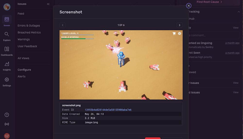 Sentry Rotation Game Game Development Debugging and Real-time Crash Reporting | Sentry