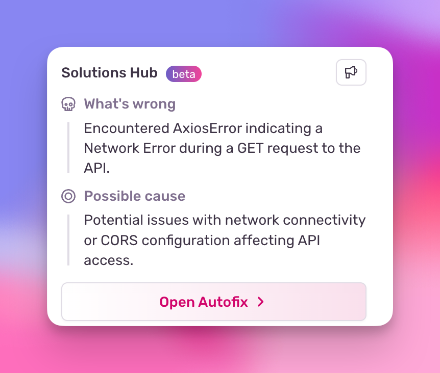 Sentry AI blurb tried a quick fix for the issue and failed.