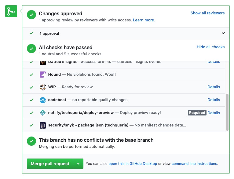 Techqueria GitHub PR approval