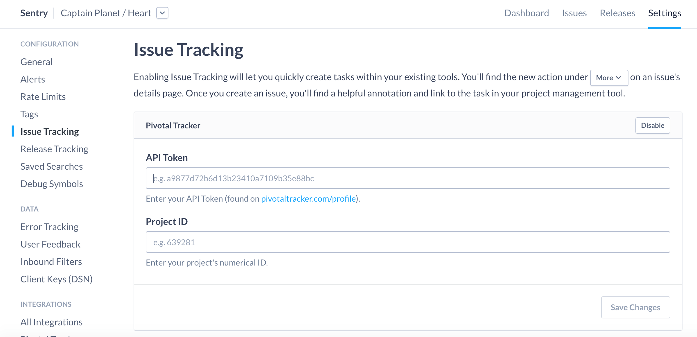 Configure Pivotal Tracker Integration