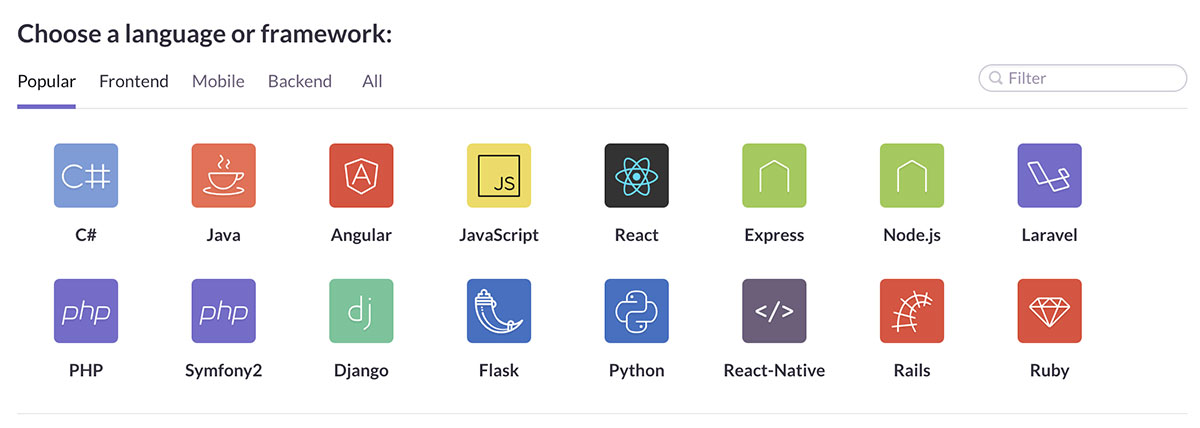 Choose a language or framework