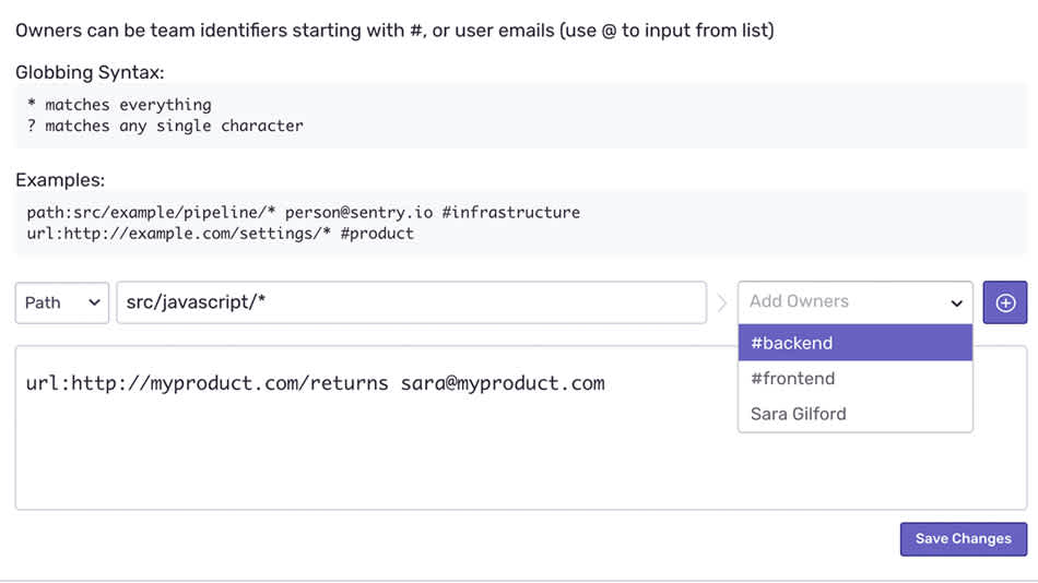 Issue owners setting in Sentry