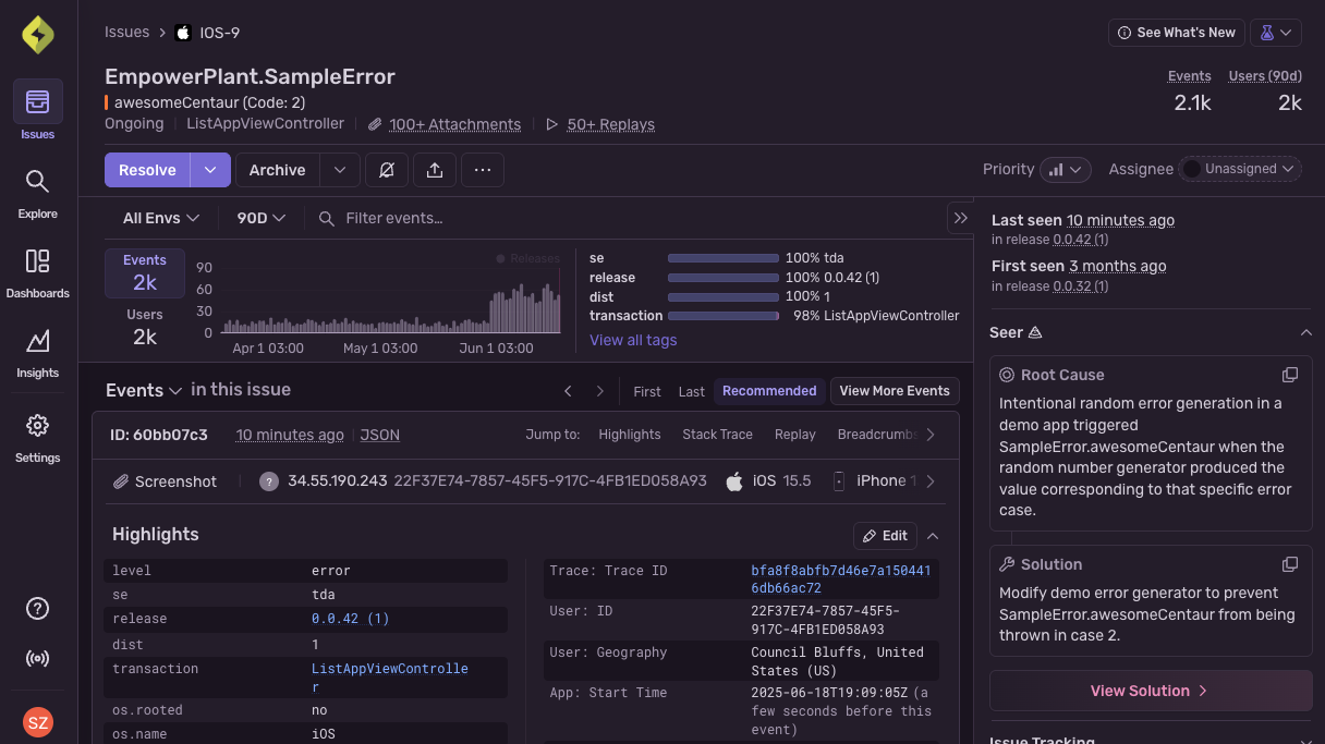 Get alerts and full context behind mobile issues 