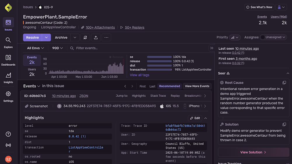 Get alerts and full context behind mobile issues