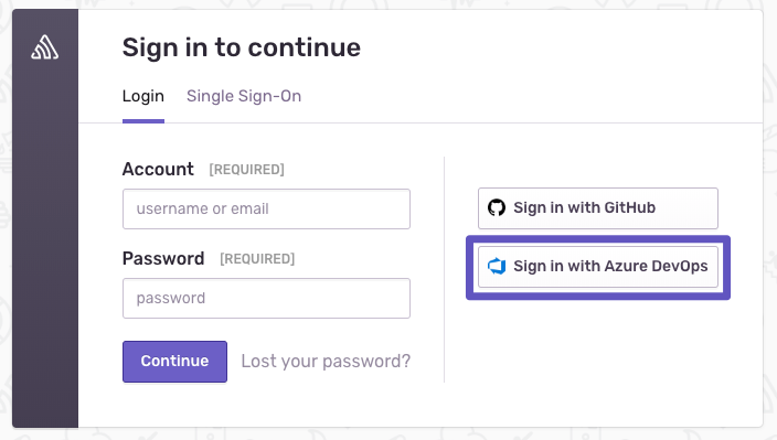 Sign on with Azure DevOps