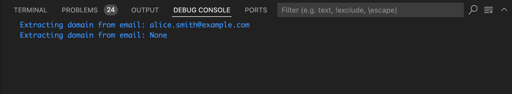 Debug console