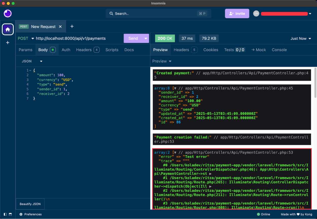 Making a request to the application using the API clientInsomnia
