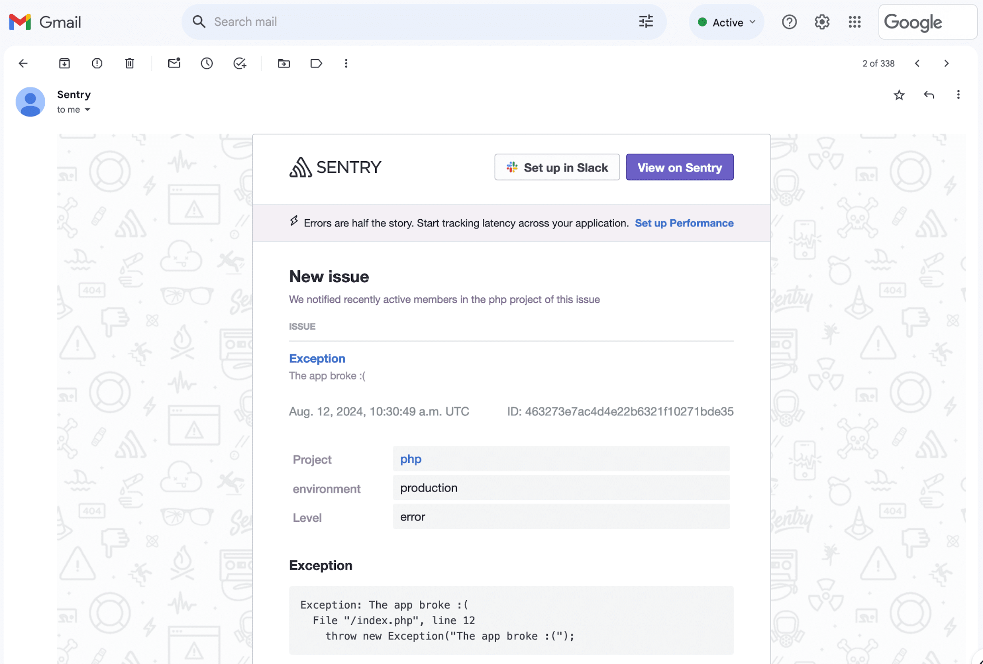 Error email