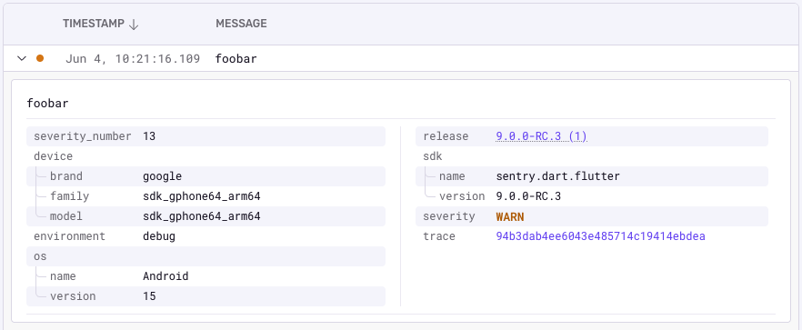 Logs (open beta) are connected to errors and traces in Sentry