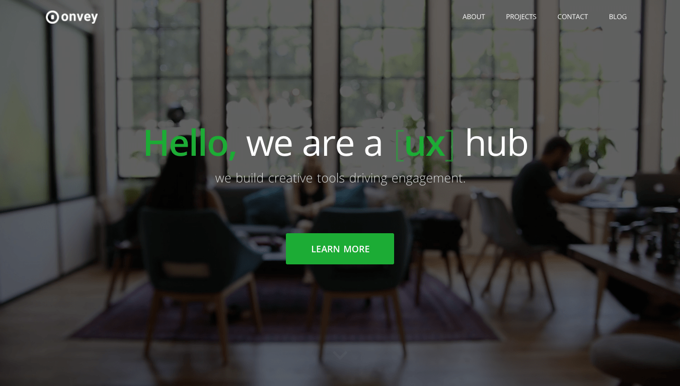 Homepage screen for lab.onvey.io