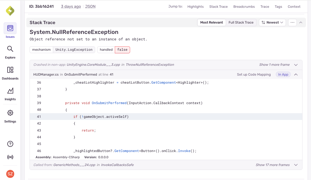 Get stack traces, user and device configuration, and more