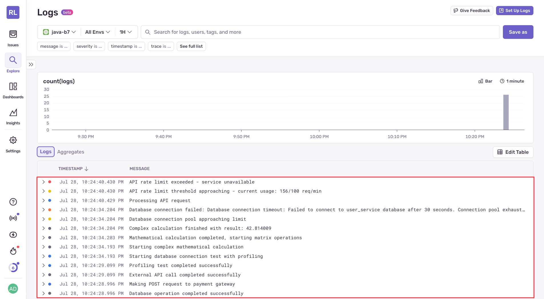 Structured logging in Sentry for Spring Boot
