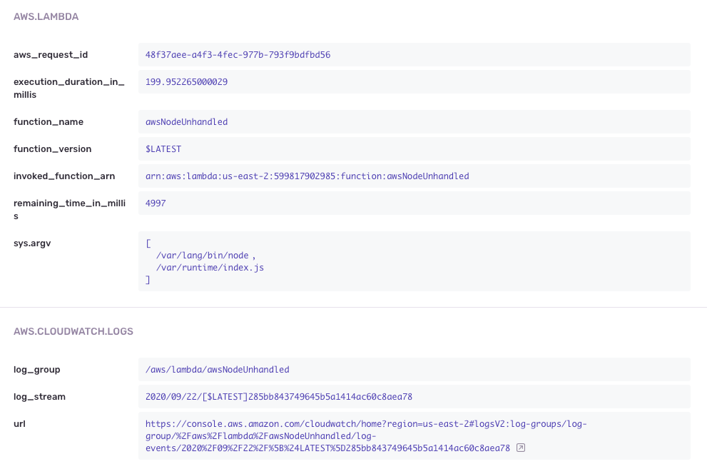 Additional info on lambda error