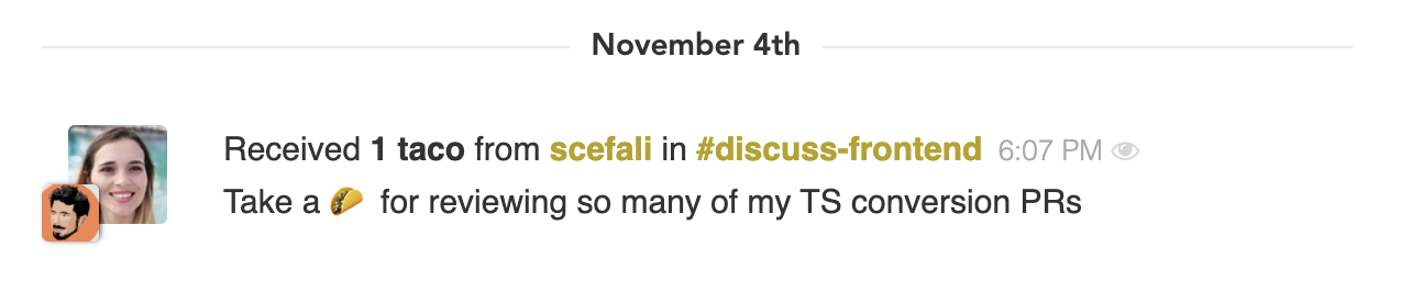 Slack shoutout for TypeScript conversion.