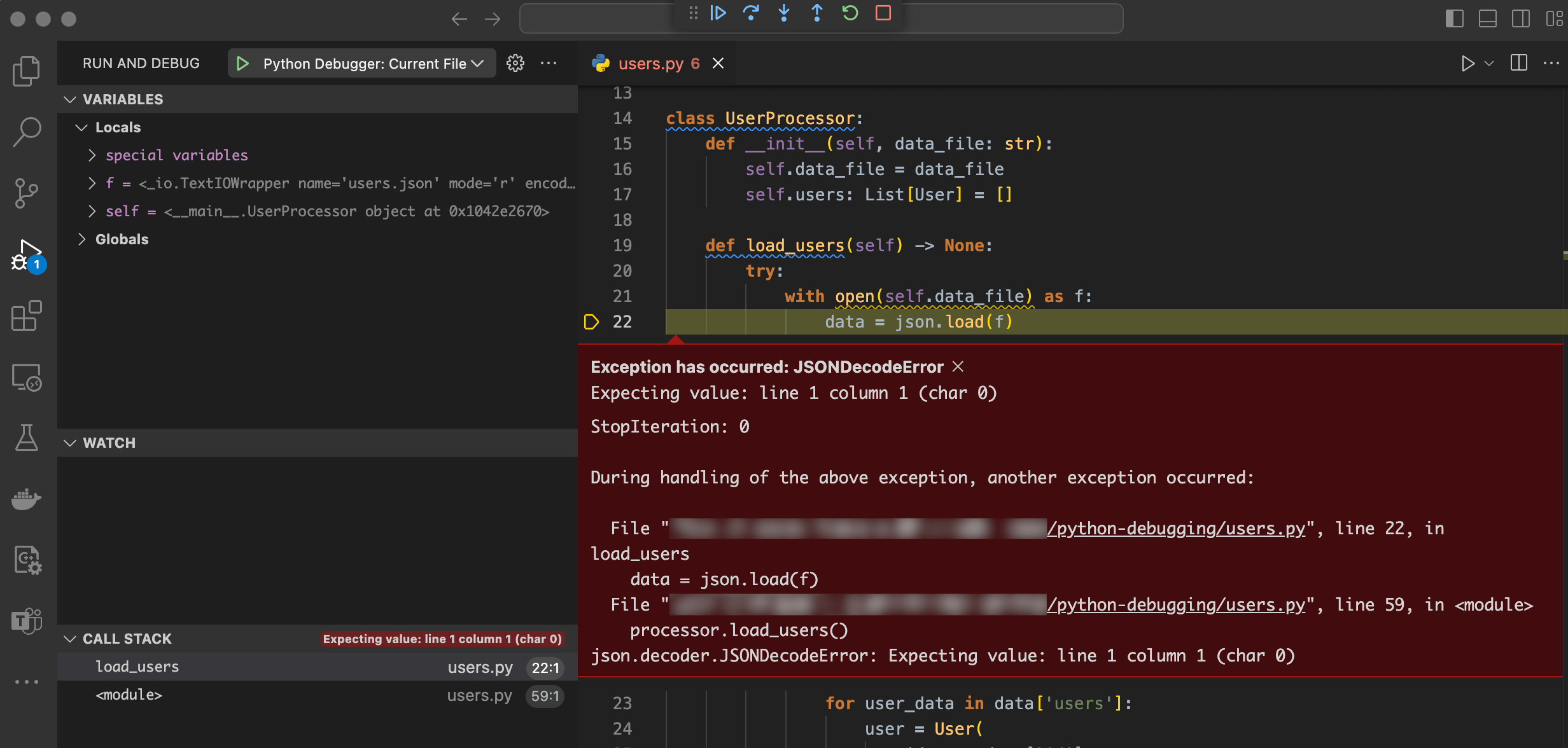 JSON decode error