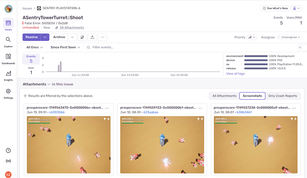 Sentry Rotation Game Game Development Debugging and Real-time Crash Reporting | Sentry