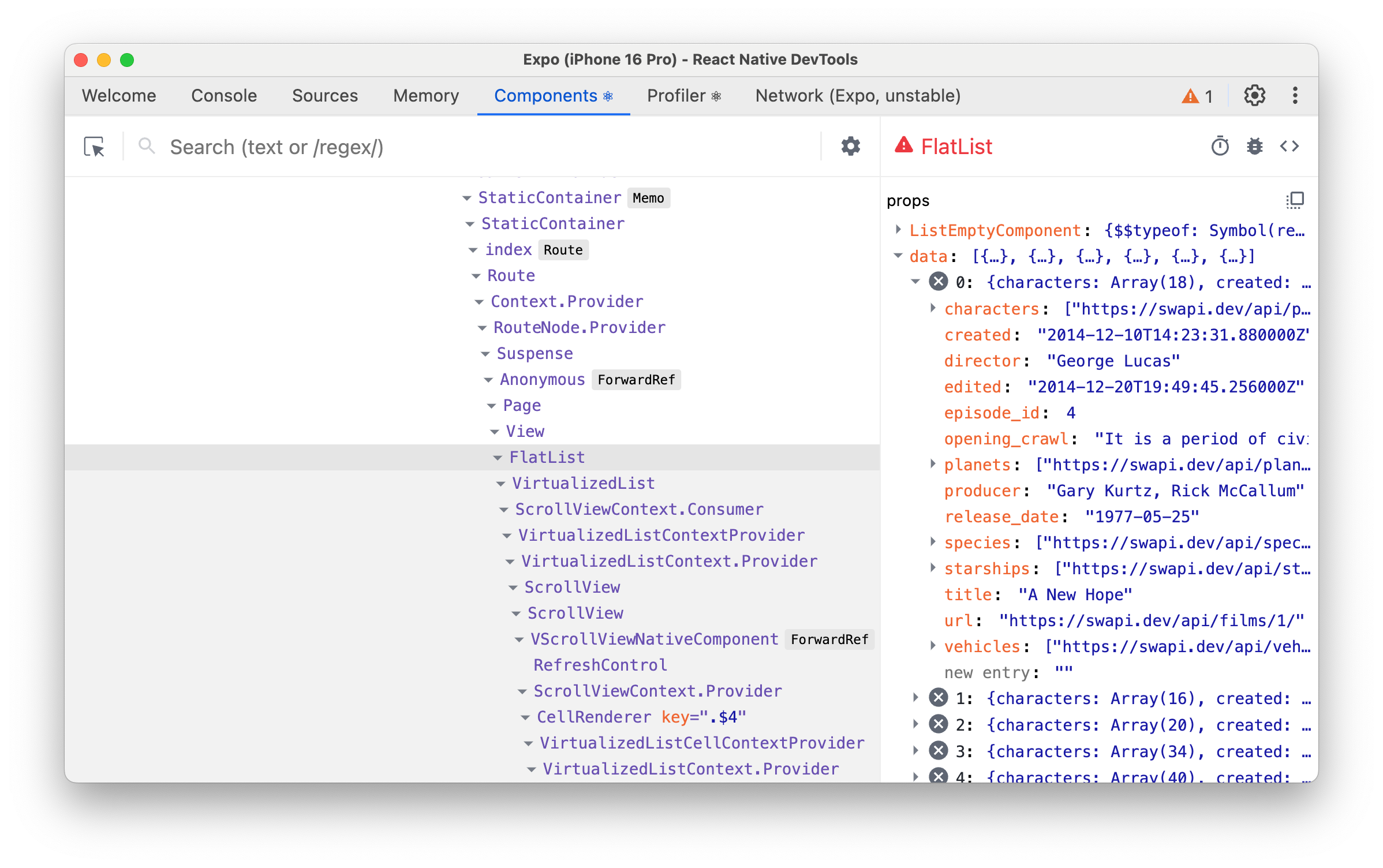 Inspect the component tree of your React Native app