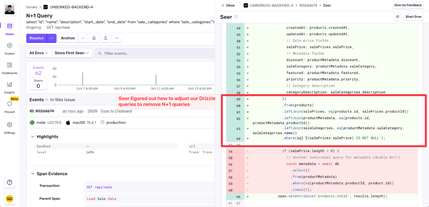 Seer proposed code changes