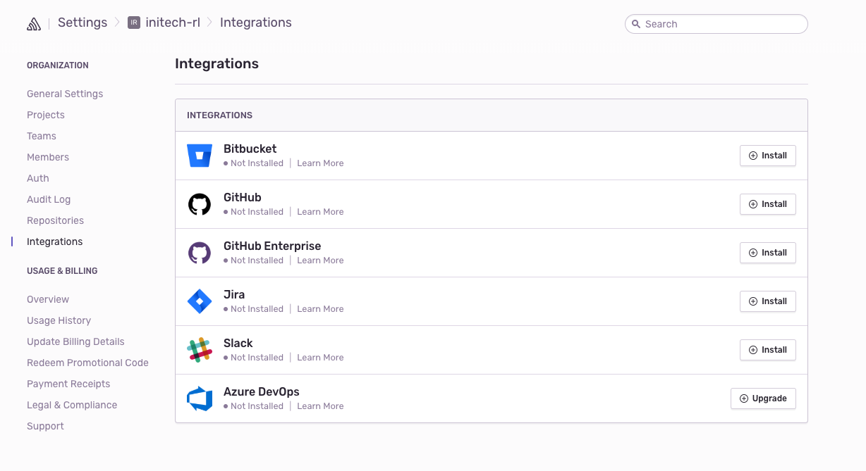 Sentry integrations