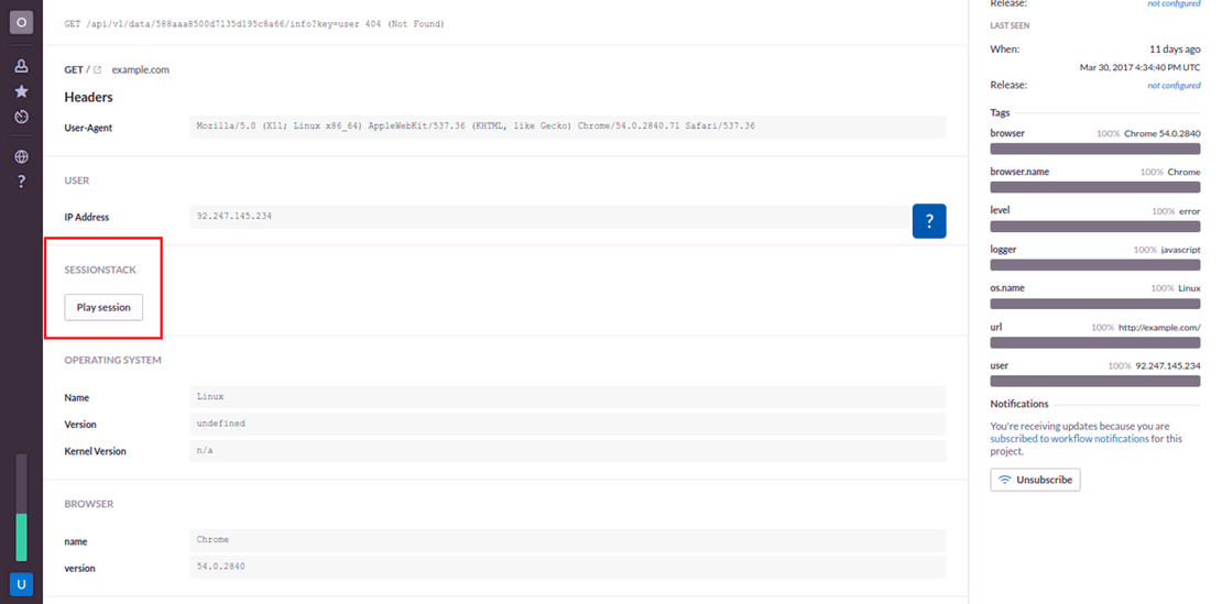 Start seeing SessionStack replay videos of the user experience leading up to errors in your Sentry issue reports