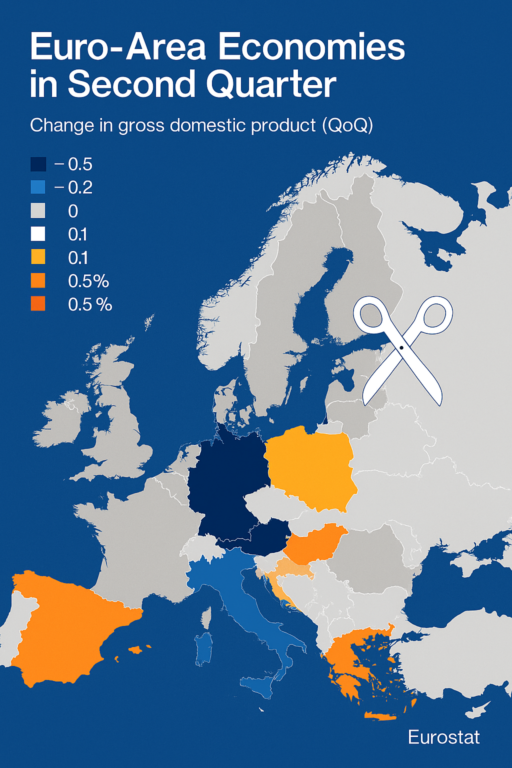 L’Eurozona evita la stagnazione grazie a Francia e Spagna, ma Germania e Italia non crescono