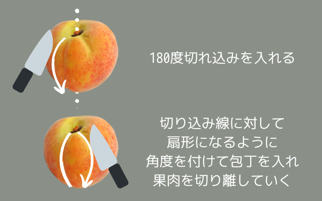 ひねらない＆まな板を使わずに桃を切る方法