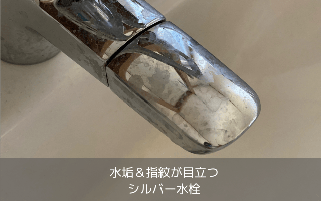 水垢と指紋が目立つシルバー水栓