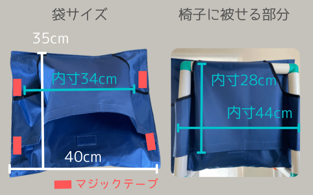 大明企画防災頭巾カバーのサイズ