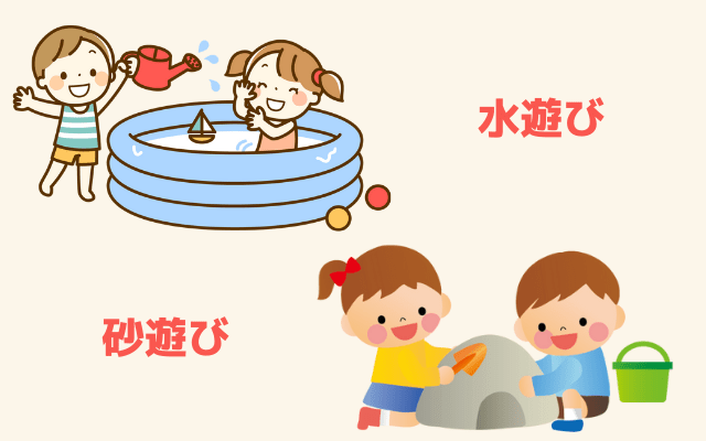 水遊びと砂遊び