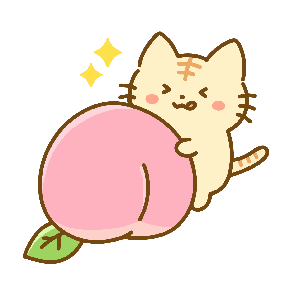 桃を抱いた猫
