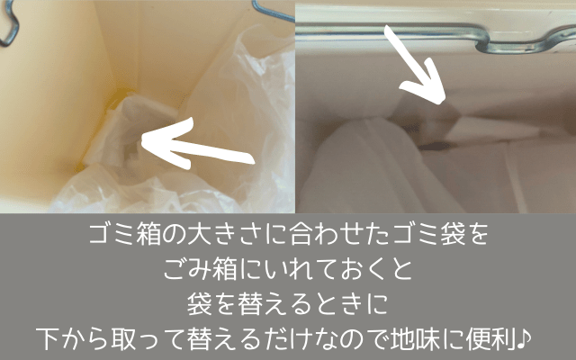 ゴミ箱の中にゴミ袋をスタンバイ置くだけ収納