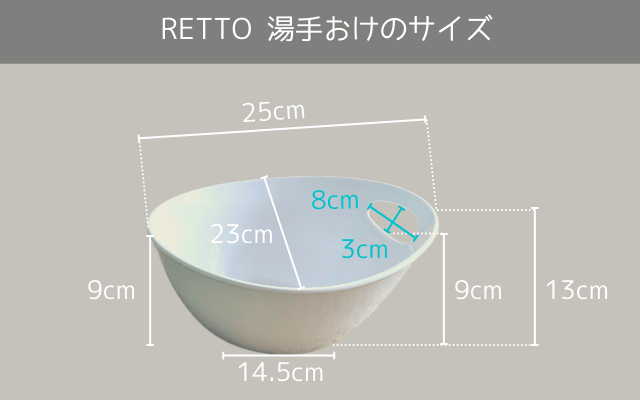 RETTO湯手おけのサイズ