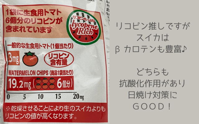 リコピン・βカロテンが豊富なカルディSDAスイカチップス