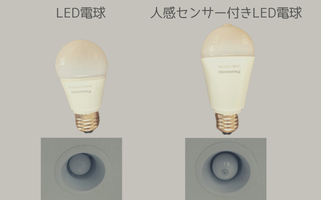 パナソニック人感センサー付きLED電球とLED電球の比較