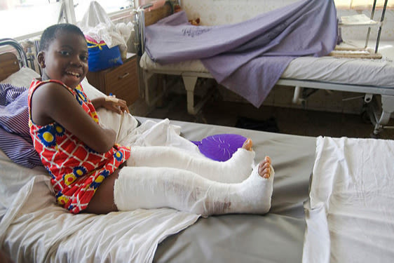 Patientje in ons ziekenhuis in Asafo, Ghana