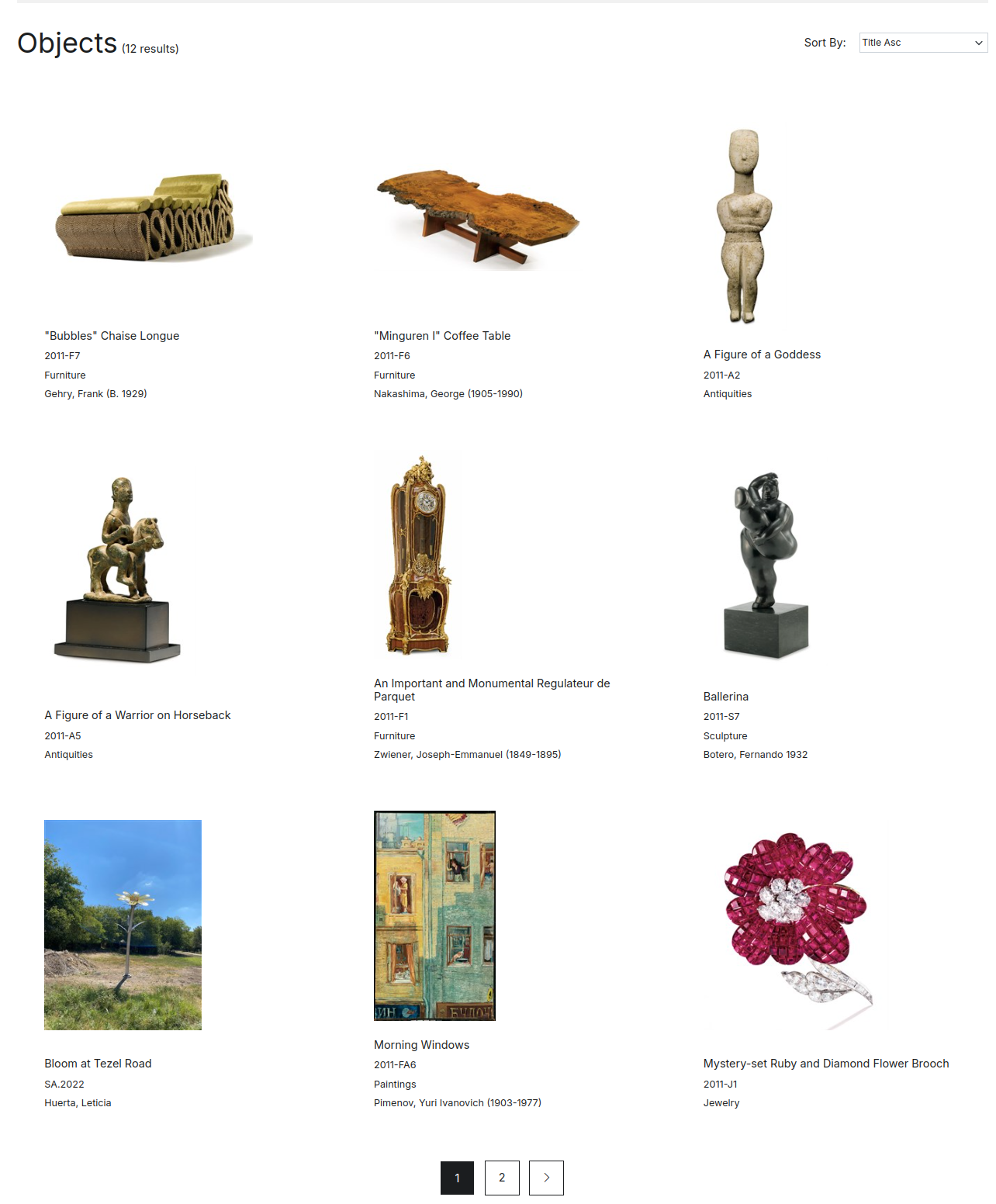 Objects page