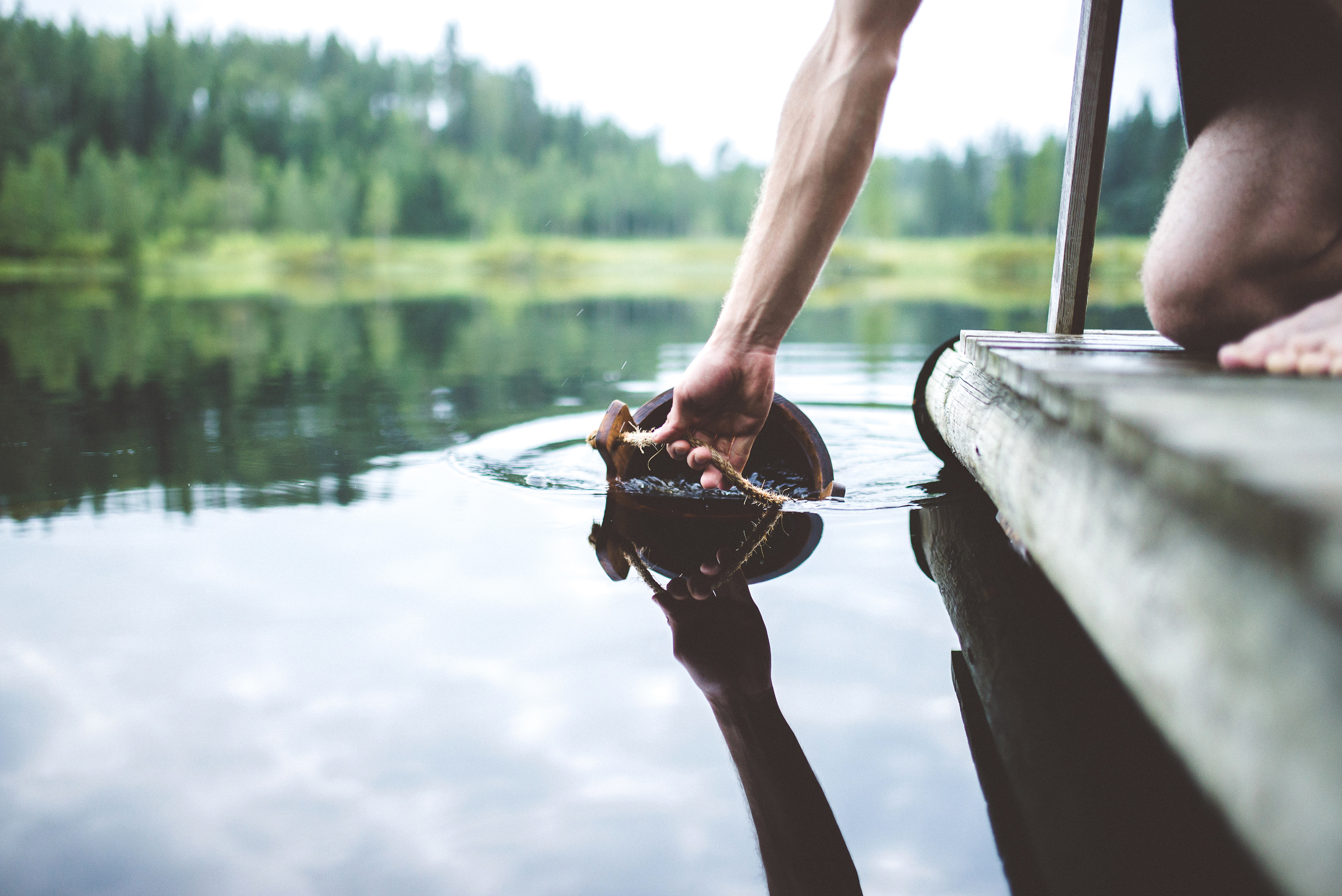 Person scooping water