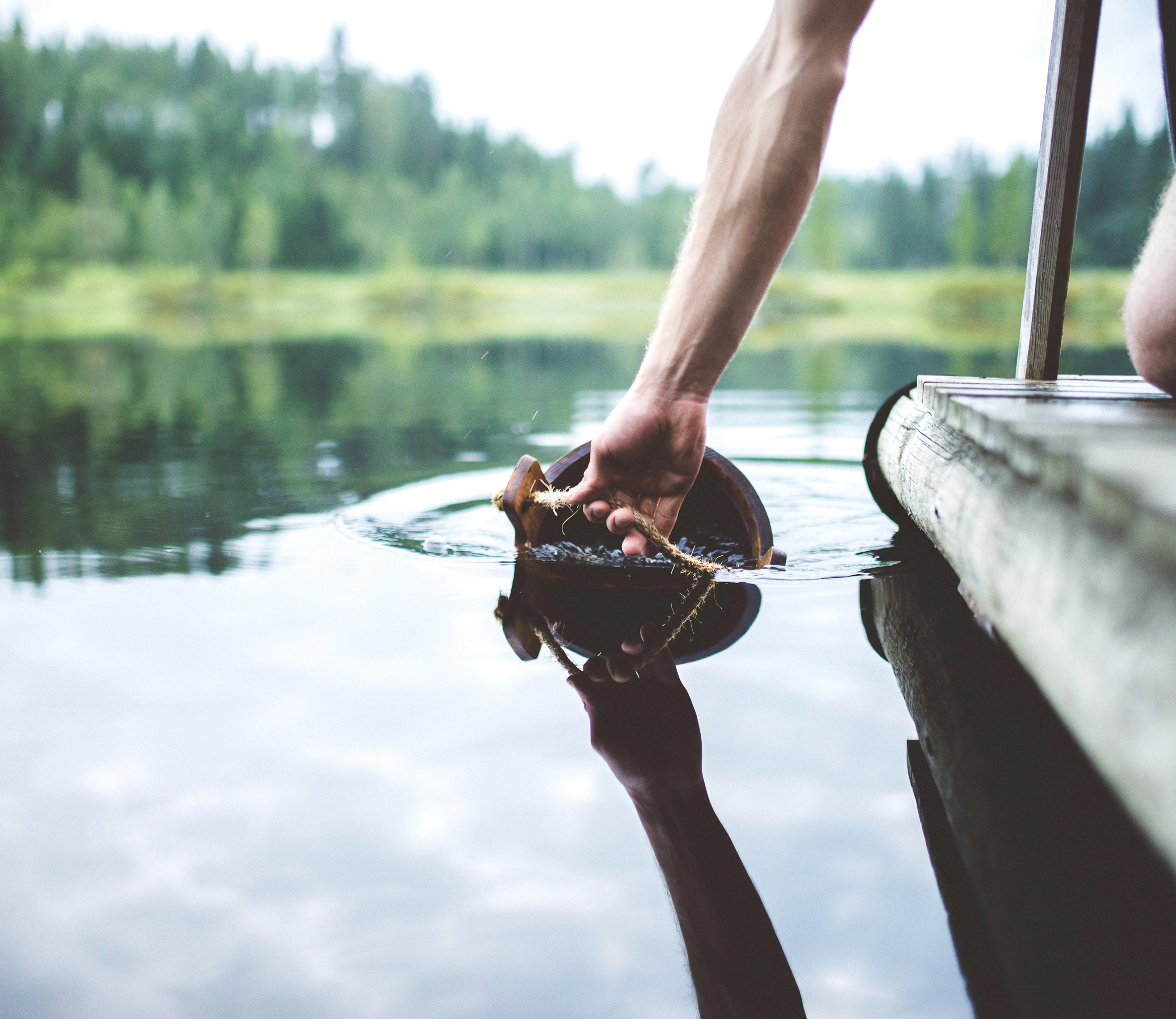 Person scooping water