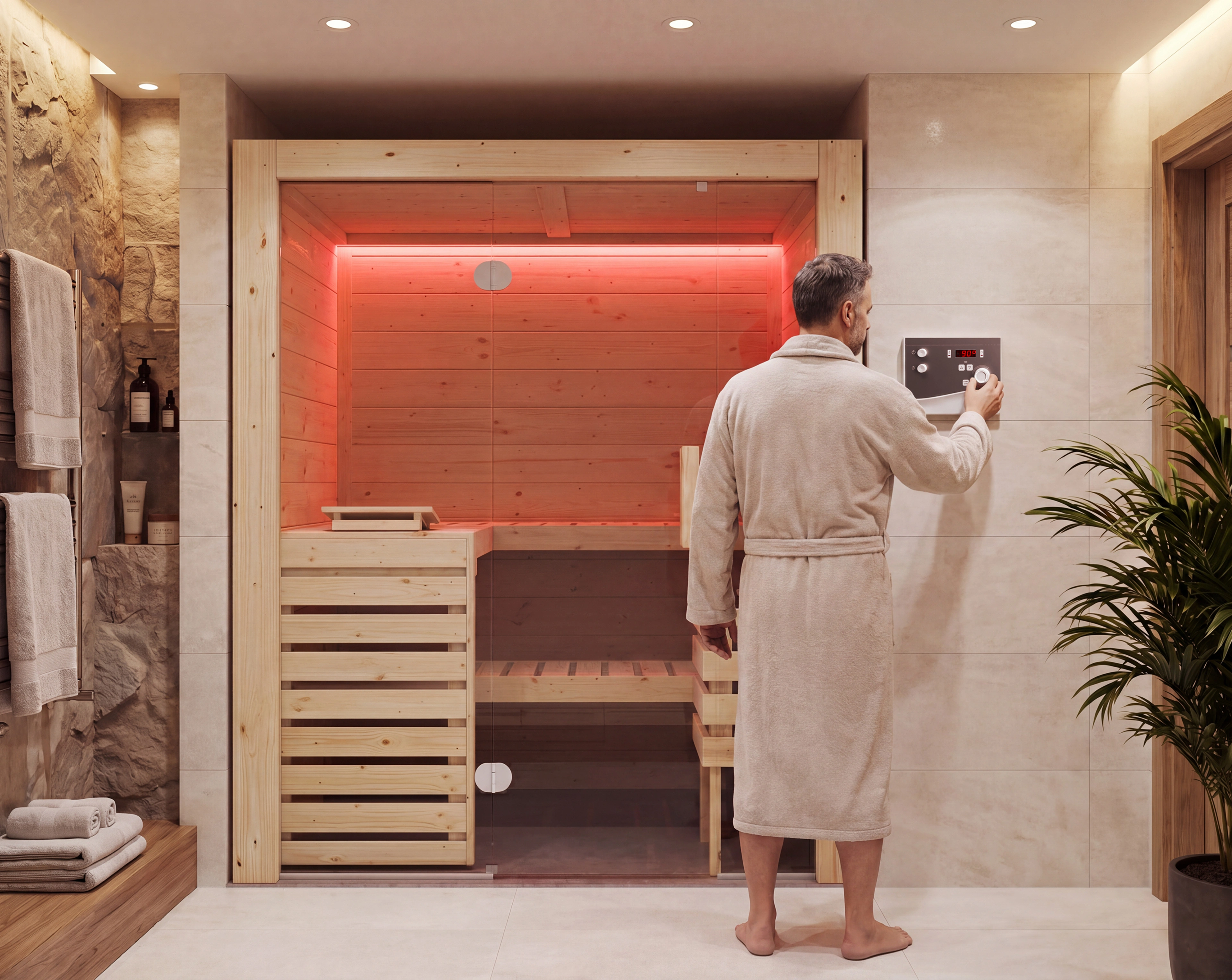 Schedule your sauna: Program your sauna session up to 24 hours in advance.