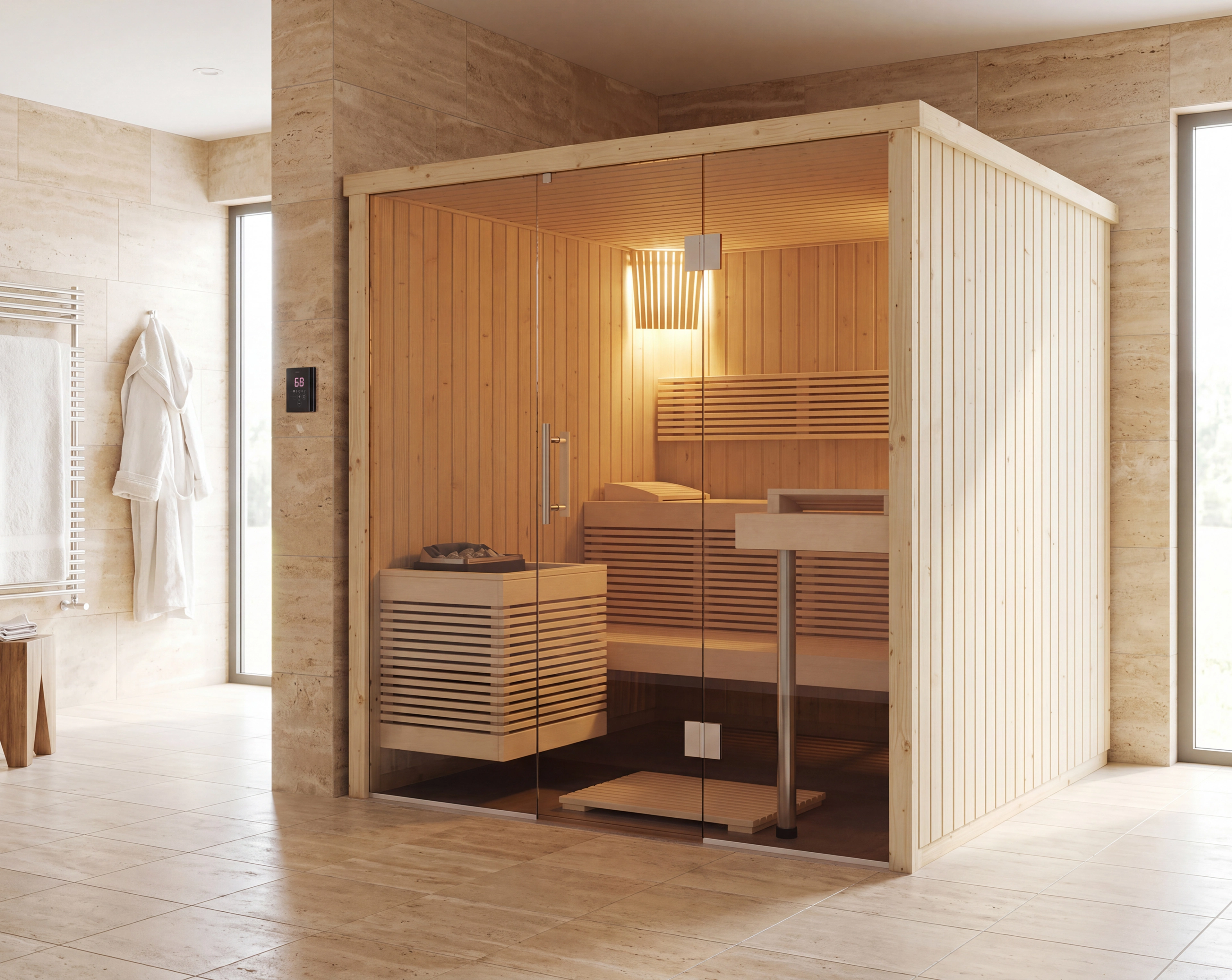 Automatic post-drying: Automatically dries the sauna after use for added convenience.