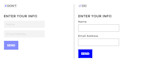 An example of how to stylize forms. On the left side (the don't-side), the form fields are light grey and low contrast, making the form placeholder texts nearly unreadable. On the right side (the do-side), the form uses label input fields, meaning the labels are above the fields.