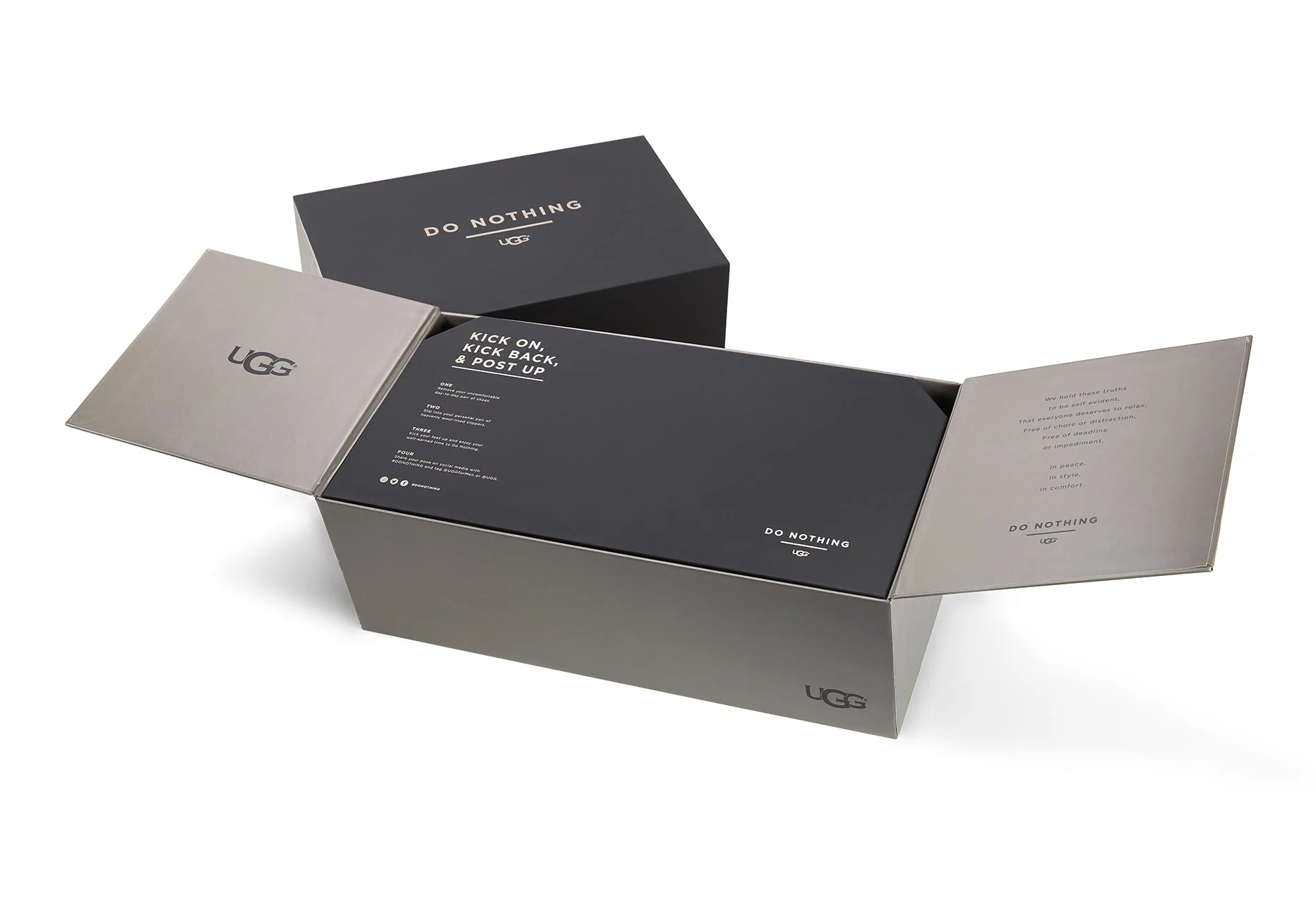 An UGG "Do Nothing" Slippers box