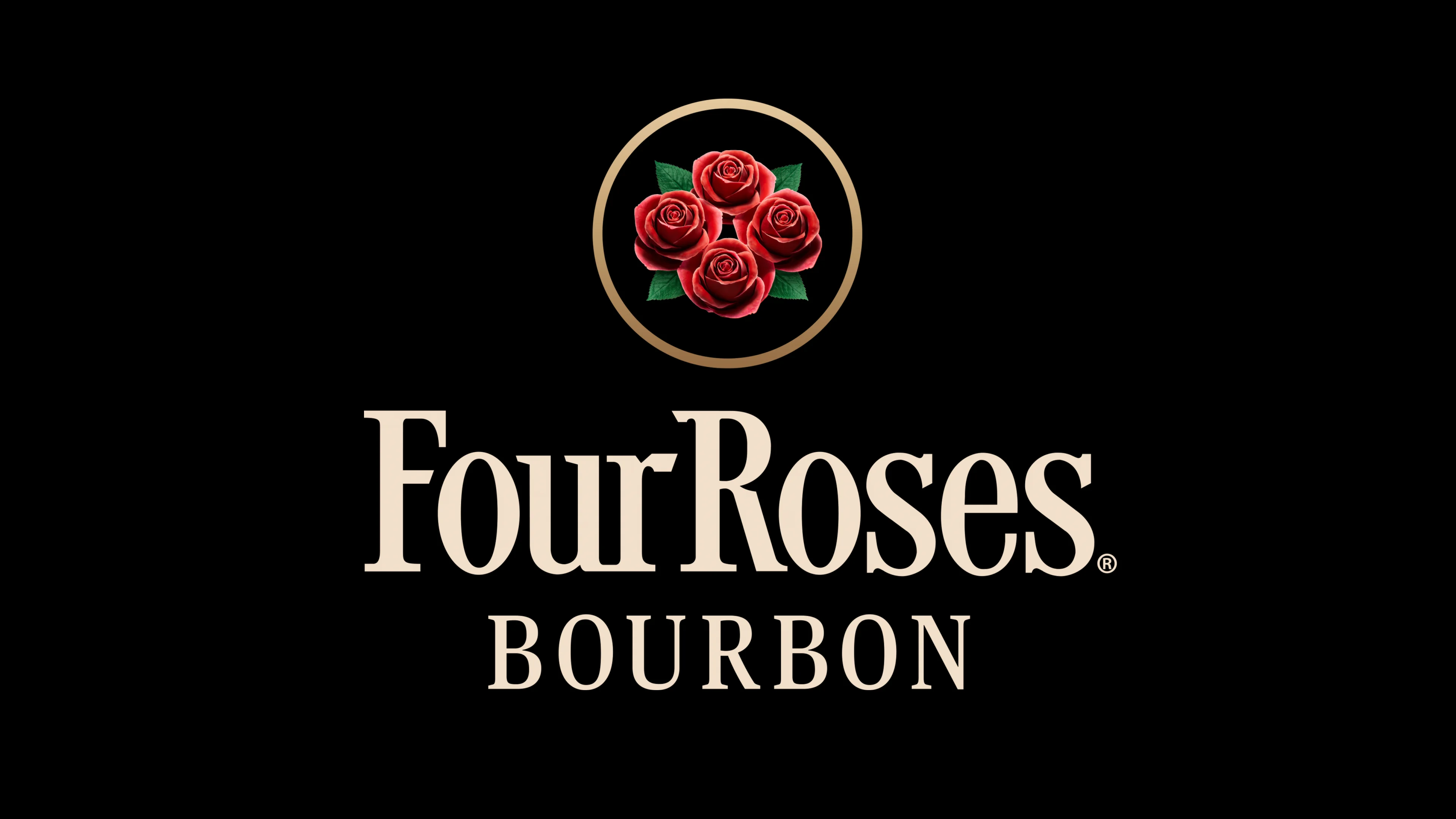New Four Roses Bourbon logotype on black background