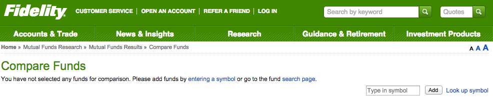 Fidelity Funds Comparison Tool