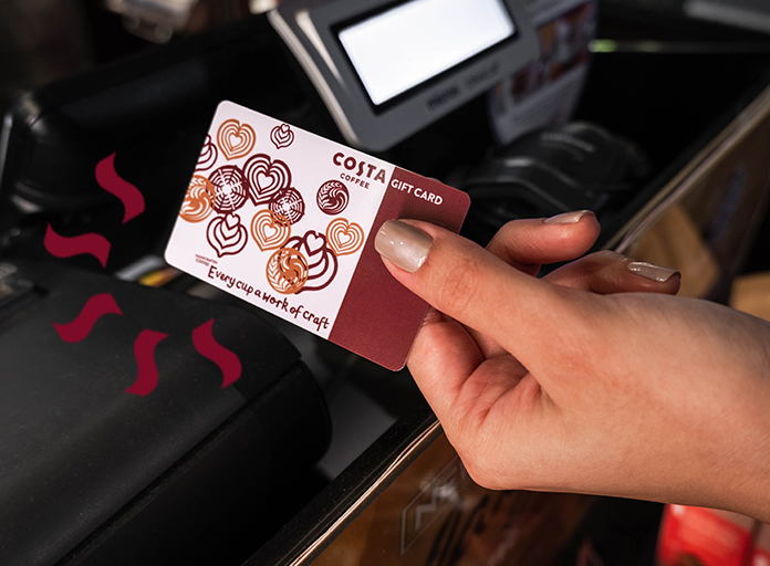 Gift card handed to the counter