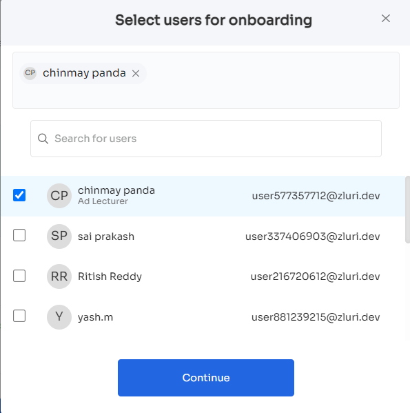 users for onboarding