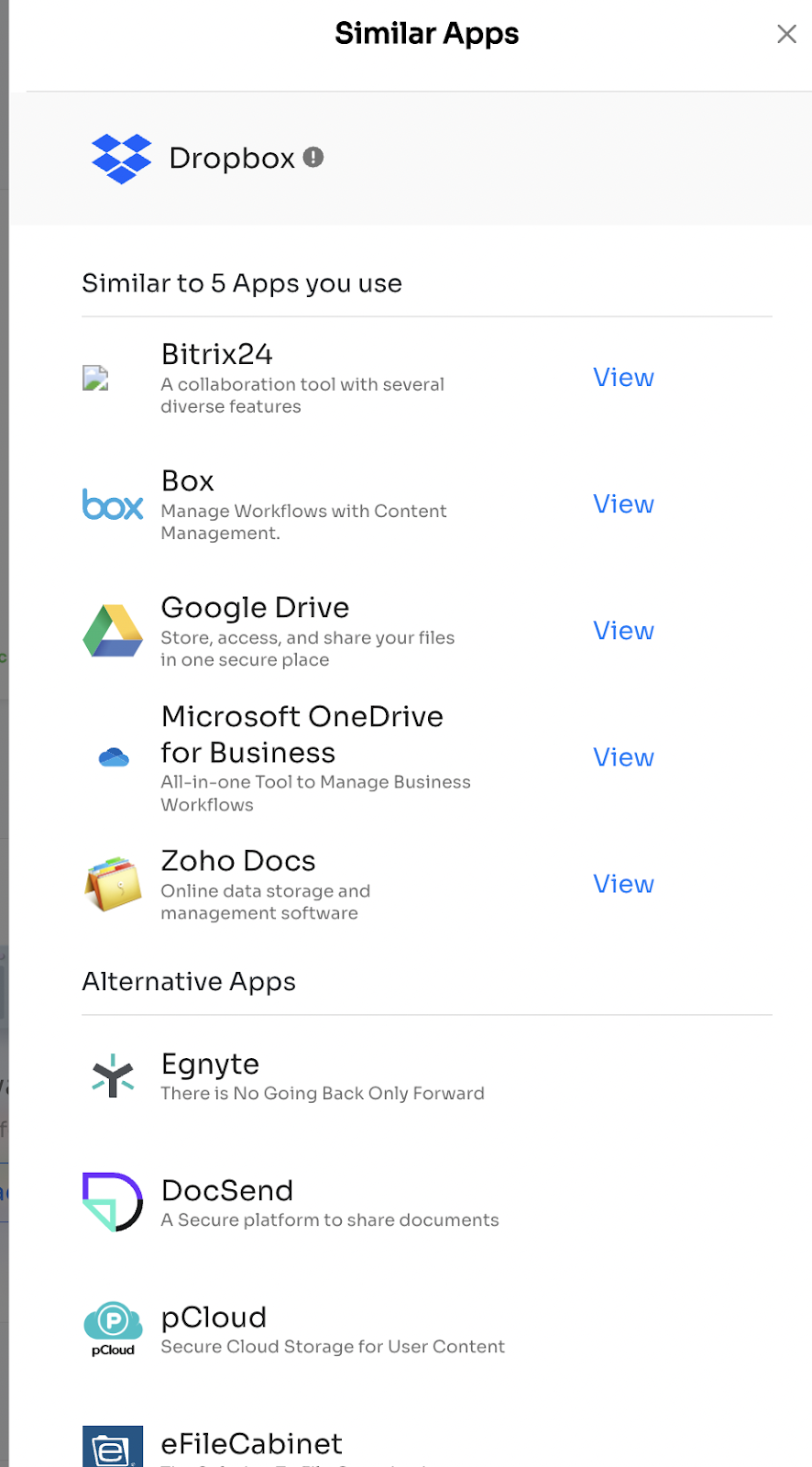 Dropbox Alternative and Similar Apps