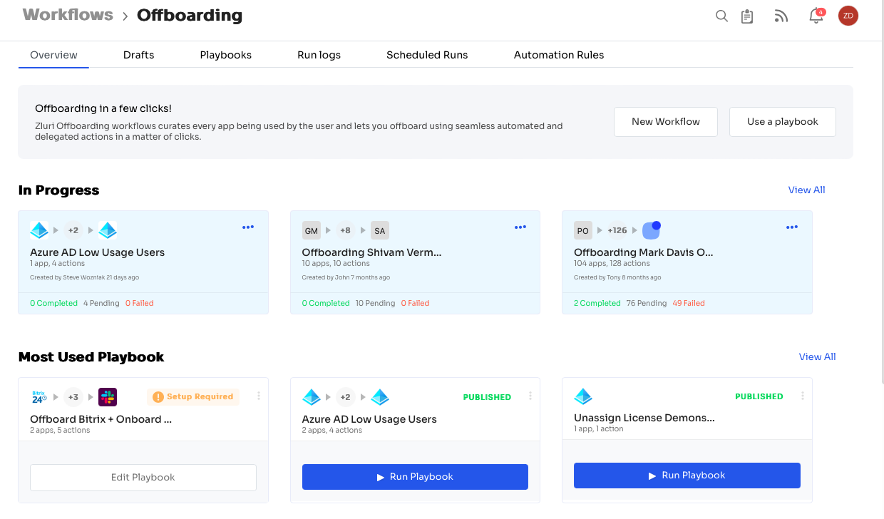 Offboarding workflow